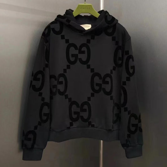 Black All-Over Print Stylish Hoodie