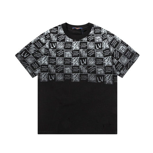 Checkerboard Letter Print T-shirt