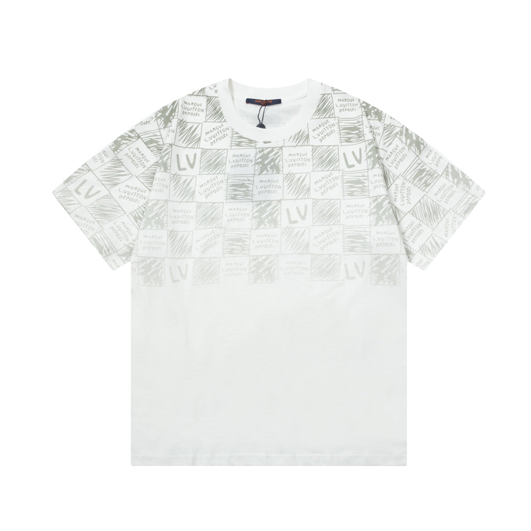 Checkerboard Letter Print T-shirt